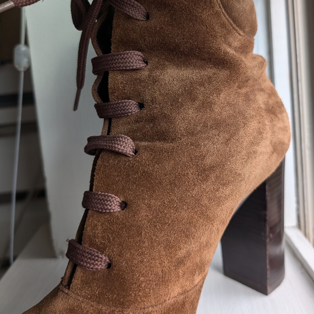 Stuart Weitzman Cyler Color Block Lace Up Booties - image 3